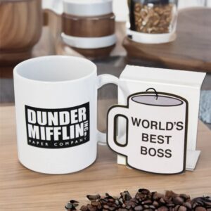 JUST FUNKY The Office “World’s Best Boss” 11 oz Mug and Vanilla Air Freshener Combo Gift Pack | The Office Gift | The Office Merchandise | Officially Licensed