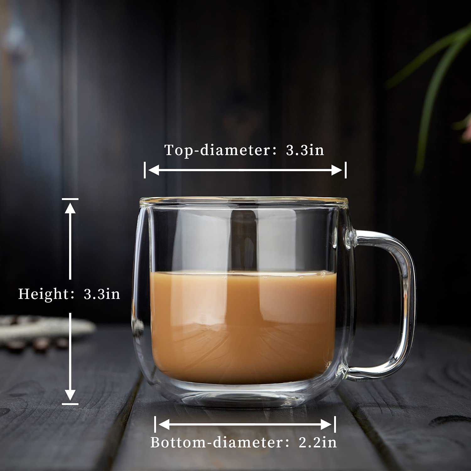 Unbreakable Double Walled Glass Coffee Mugs 300ml/10oz, Insulated Glass Coffee Mugs,Espresso Cups Set of 2,Borosilicate Glass Coffee Cups,Mocca Cups for Latte,Americano,Cappuccinos,Tea Bag,Clear Mugs