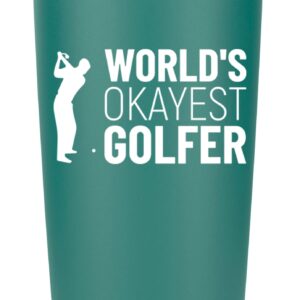 JENVIO Golf Gifts for Men | Worlds Okayest Golfer | Stainless Steel Travel Tumbler Mug w 2 Lids and 2 Straws and Gift Box | Funny Unique Idea Gag Cup Dad Husband Retirement Valentine's Day