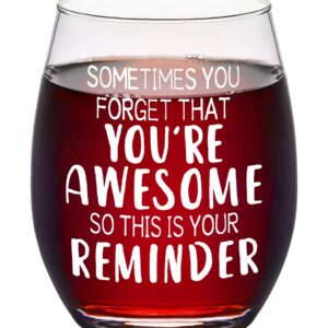 CASUVEA Gifts for Women, Sometimes You Forget that You Are Awesome Wine Glass, Encourage Stemless Wine Glass, Birthday Mothers Fathers Day Idea for Mom Dad Husband Wife Friends Teacher