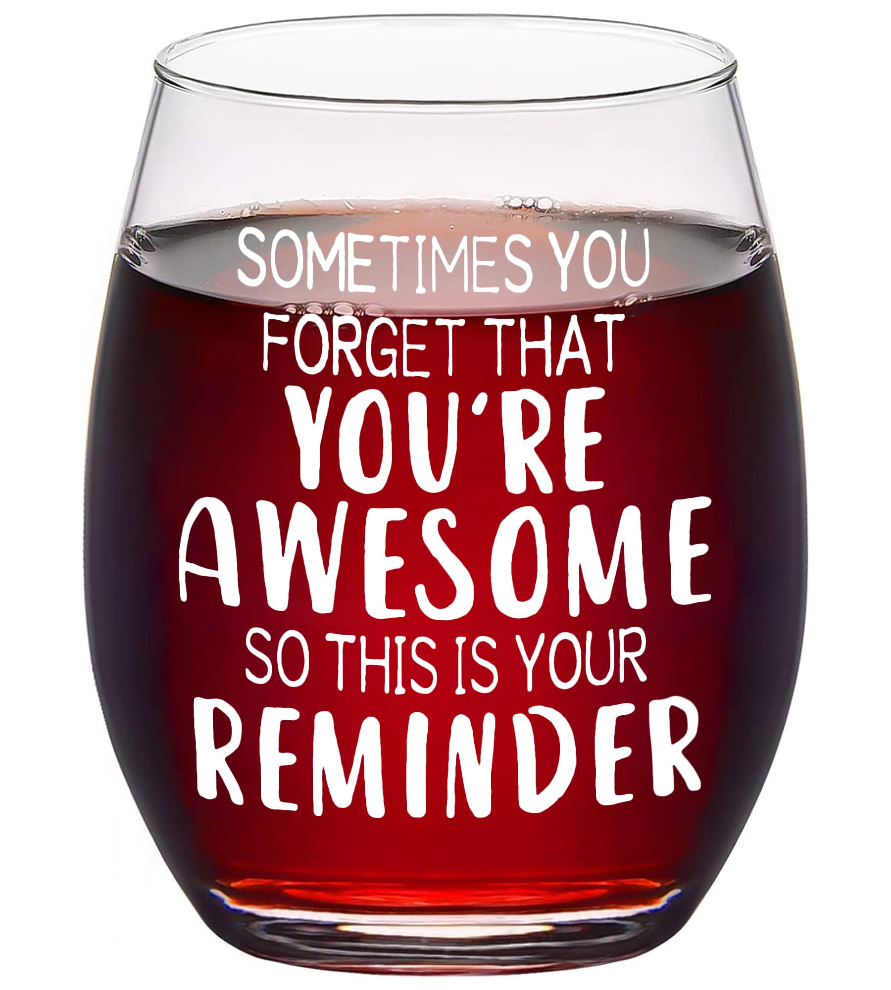 CASUVEA Gifts for Women, Sometimes You Forget that You Are Awesome Wine Glass, Encourage Stemless Wine Glass, Birthday Mothers Fathers Day Idea for Mom Dad Husband Wife Friends Teacher