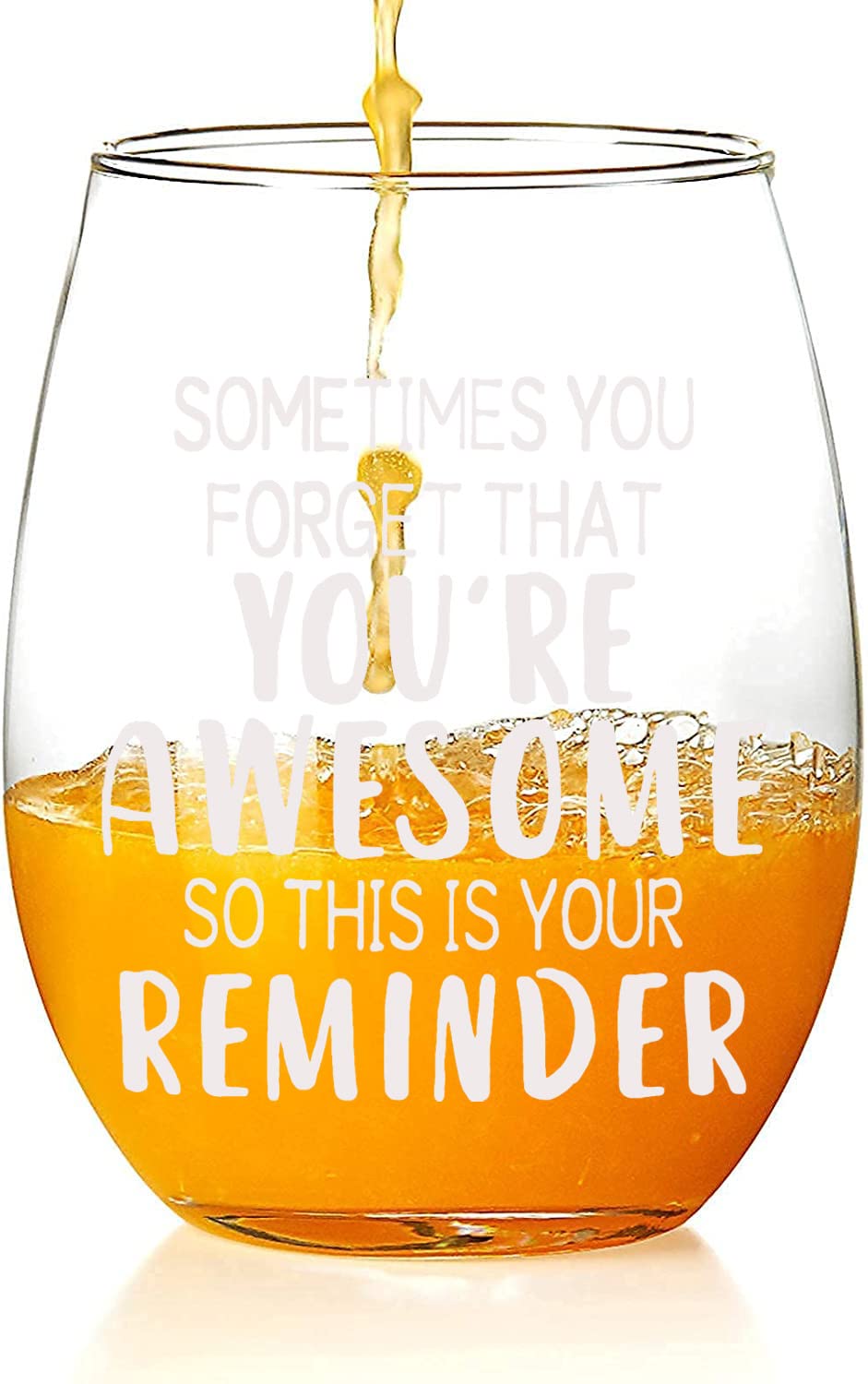 CASUVEA Gifts for Women, Sometimes You Forget that You Are Awesome Wine Glass, Encourage Stemless Wine Glass, Birthday Mothers Fathers Day Idea for Mom Dad Husband Wife Friends Teacher