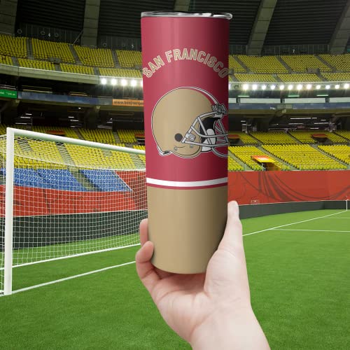 20oz Skinny Tumblers with Lid and Straws, Football Fan Gift for Reusable Travel Mug Keeps Drinks Cold & Hot Stainless Steel Insulated Tumbler