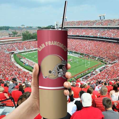 20oz Skinny Tumblers with Lid and Straws, Football Fan Gift for Reusable Travel Mug Keeps Drinks Cold & Hot Stainless Steel Insulated Tumbler