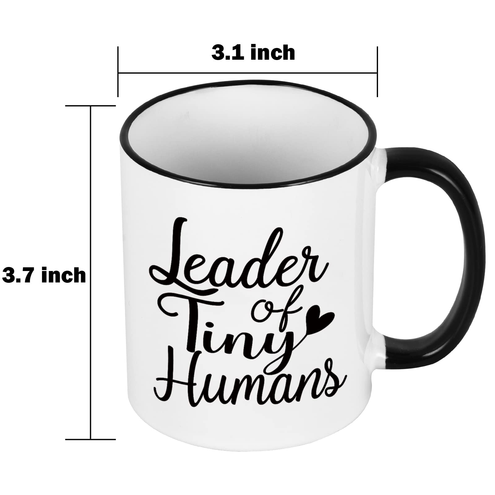 YHRJWN - Teacher Gifts for Women Men, Leader of Tiny Humans Mug, Teacher Appreciation Gifts, Novelty Christmas Birthday Gifts for Kindergarten Teacher, Daycare 11 Oz White(Black Handle)