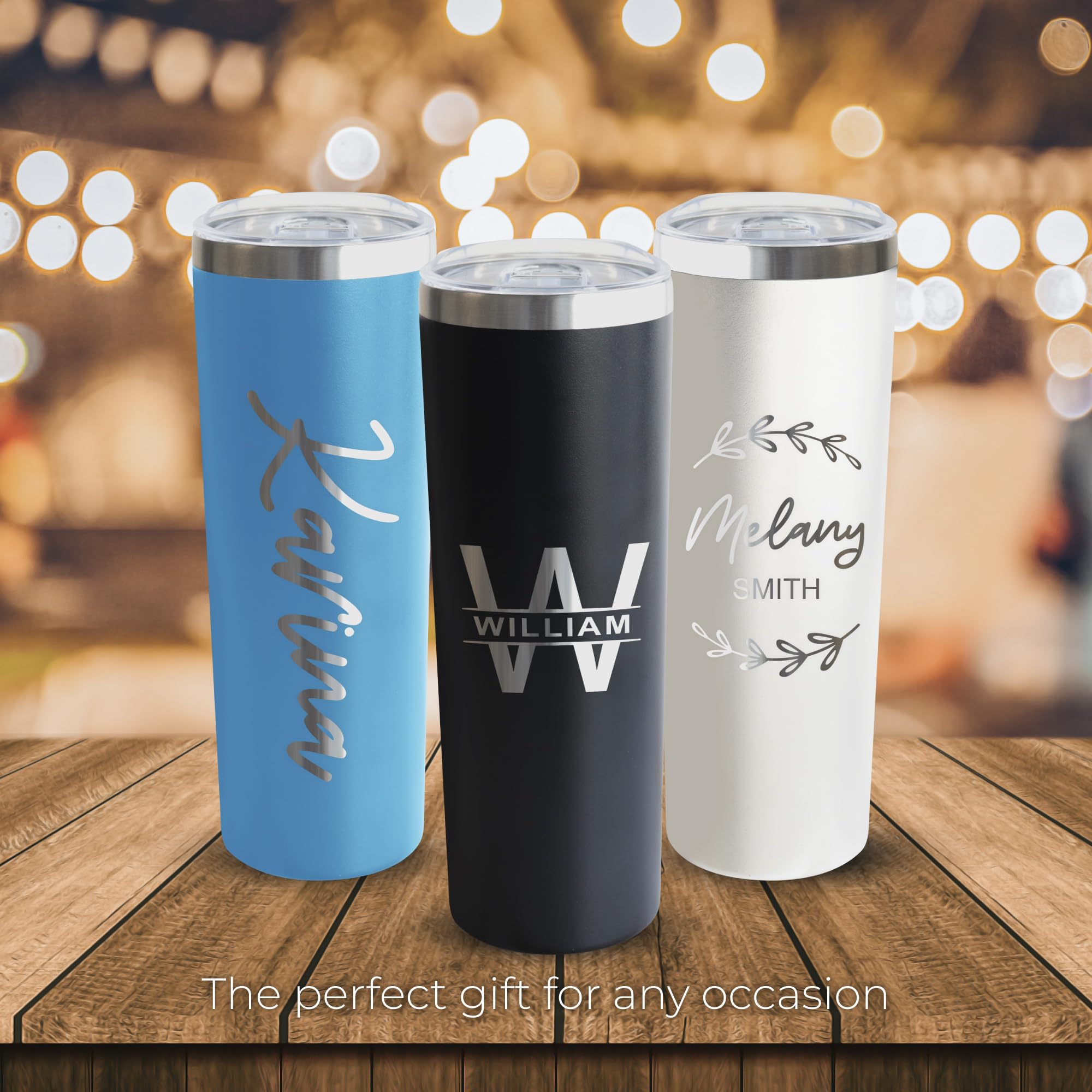 Custom insulated 20oz tumbler with lid, personalized skinny metal powder coated thermo for women men, engraved corporate gift to add your logo cup, travel thermal tumbler for coffee & beverages