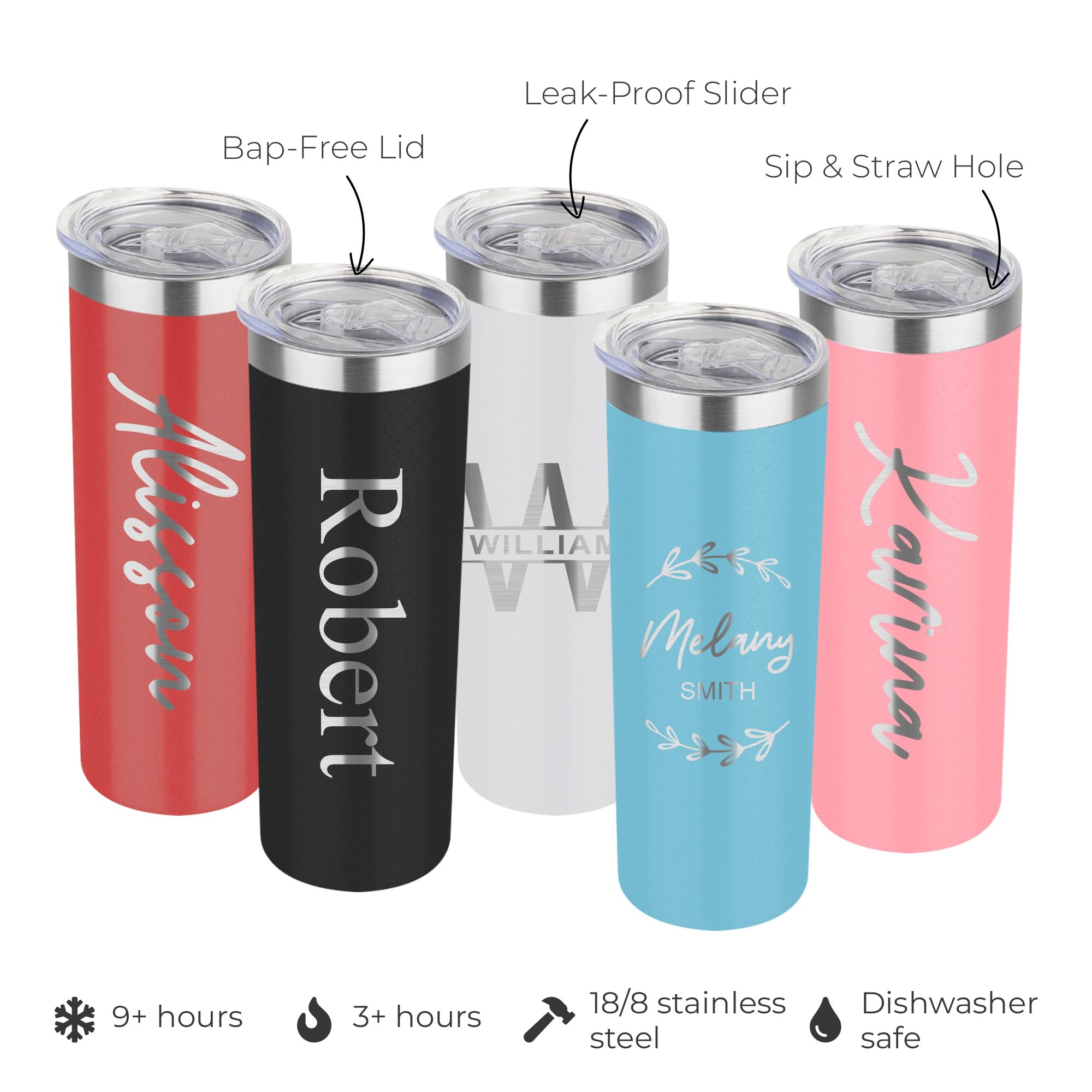 Custom insulated 20oz tumbler with lid, personalized skinny metal powder coated thermo for women men, engraved corporate gift to add your logo cup, travel thermal tumbler for coffee & beverages