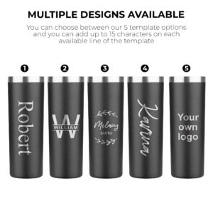 Custom insulated 20oz tumbler with lid, personalized skinny metal powder coated thermo for women men, engraved corporate gift to add your logo cup, travel thermal tumbler for coffee & beverages