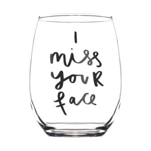 celebrimo i miss your face wine glass. long distance relationship gift for best friend - i miss you gifts for boyfriend, girlfriend - military gifts and cute gifts for friends, sister, mom 15oz