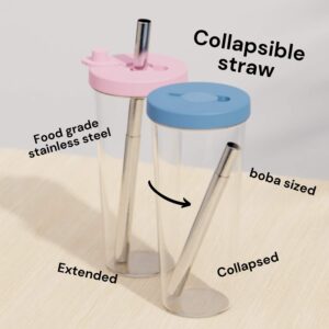 Dodoko Reusable Boba Cup and Straw Boba Tea Cup Bubble Tea Cup Reusable Iced Coffee Cup Cold Coffee Cup Smoothie Cup with Lid and Straw Smoothie Cup to go Smoothie Tumbler 24 oz - Night Black