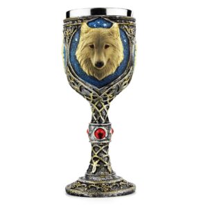 ezeso stainless steel wolf goblet, ezeso resin 3d wine chalice goblet cup(wolf goblet)