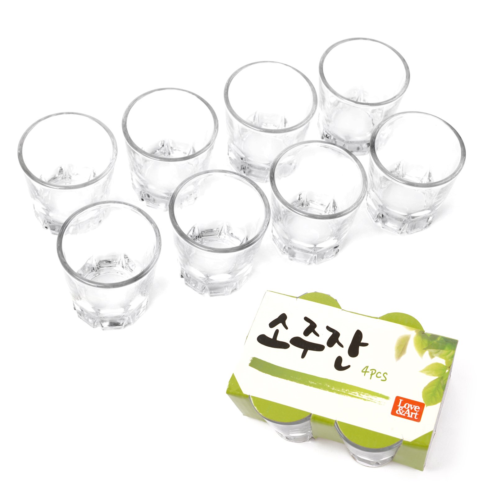 Korean Soju Shot Glasses Set, Also for Whiskey,Tequila,and Liquor, Dishwasher Safe Clarity Glassware, 1.7 oz (8PCS)