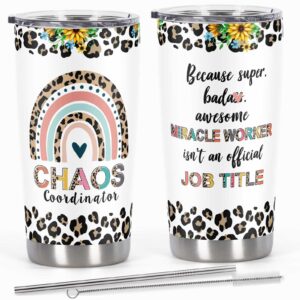 cosictic chaos coordinator tumbler, birthday gift for teacher mom boss lady coworker manager women
