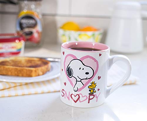 Silver Buffalo Peanuts Snoopy Woodstock Hearts Ceramic Mug, 14-Ounce