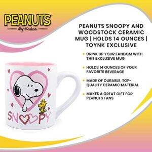 Silver Buffalo Peanuts Snoopy Woodstock Hearts Ceramic Mug, 14-Ounce