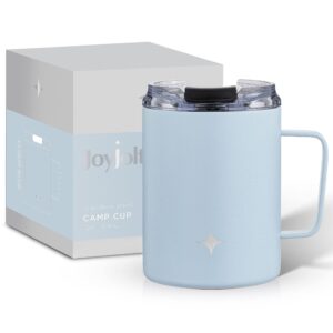 joyjolt triple insulated tumbler with handle. 12 oz tumbler cup with lid. vacuum sealed, copper lined, double wall stainless steel tumblers. travel mug with lid, coffee tumbler, smoothie cup, tea mug