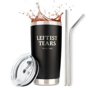 leftist tears tumbler | stainless steel tumbler/mug with lid for coffee/cold drinks | liberal tears mug for men | funny unique republican valentine's day gifts conservative (20 ounce)