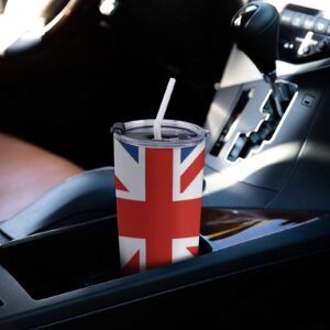 Union Jack UK Flag Travel Coffee Mug with Lid Stainless Steel Car Tumbler Vacuum Insulated Cup Double Wall 20 Oz