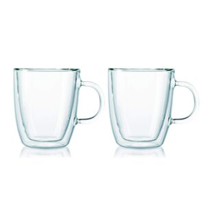 Bodum Bistro Coffee Mug (2-Pack) and Bodum Pavina Glass Double-Wall Insulated Glasses