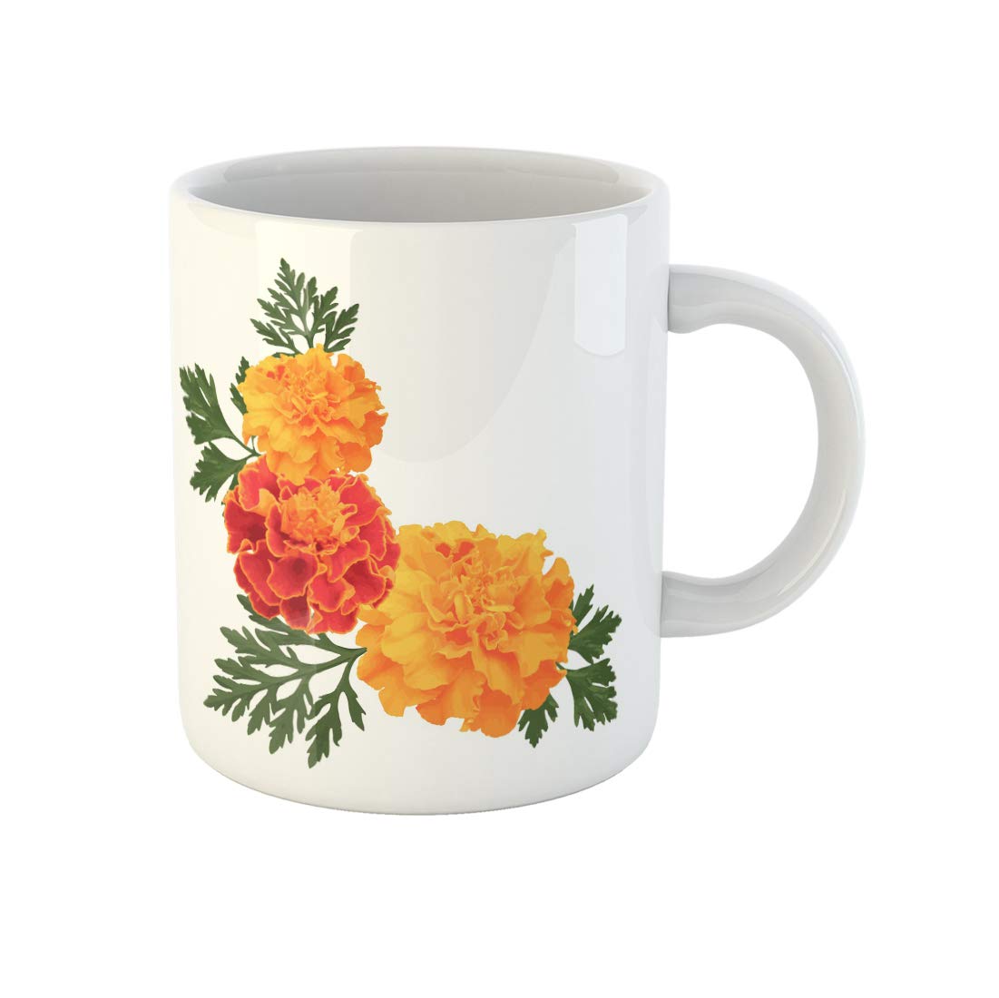 Awowee Coffee Mug Colorful Orange Marigolds Symbol of Mexican Holiday Day Dead 11 Oz Ceramic Tea Cup Mugs Best Gift Or Souvenir For Family Friends Coworkers