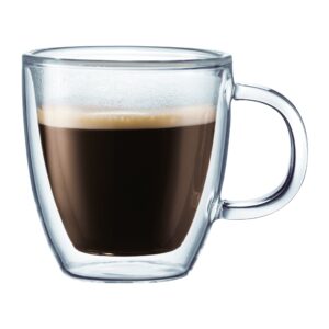 Bodum Bistro Coffee Mug (2-Pack) and Bodum Pavina Glass Double-Wall Insulated Glasses