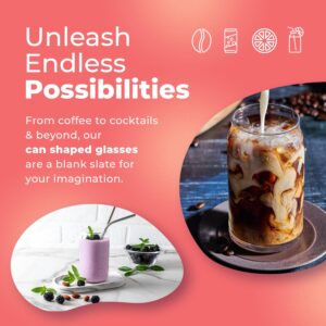 Can Shaped Drinking Glasses 16 oz - 6 Pack Beer Can Glass Cups Set, Clear Pint Beer Glasses for Soda, Water, Iced Coffee, Whiskey, Cocktails, Unique, Aesthetic Kitchen Drinkware, Dishwashable - 16oz