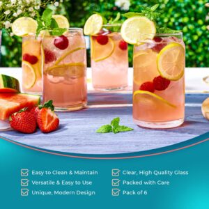 Can Shaped Drinking Glasses 16 oz - 6 Pack Beer Can Glass Cups Set, Clear Pint Beer Glasses for Soda, Water, Iced Coffee, Whiskey, Cocktails, Unique, Aesthetic Kitchen Drinkware, Dishwashable - 16oz