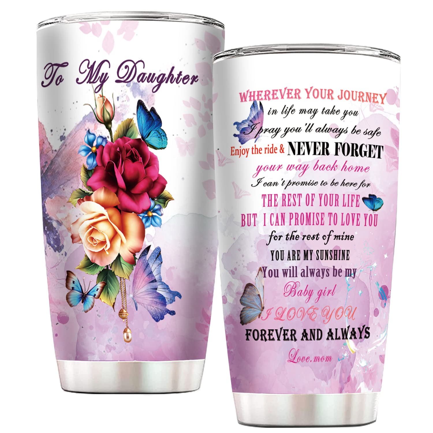 Ghyruio Daughter Gift from Mom - Birthday Gifts for Daughter from Mother -Christmas, Wedding Day, Mother's Day, Valentines Day -To My Daughter Insulated Stainless Steel Tumbler Coffee Mug 20oz