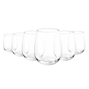 kx-ware unbreakable 18-ounce acrylic stemless wine glasses, set of 6 clear