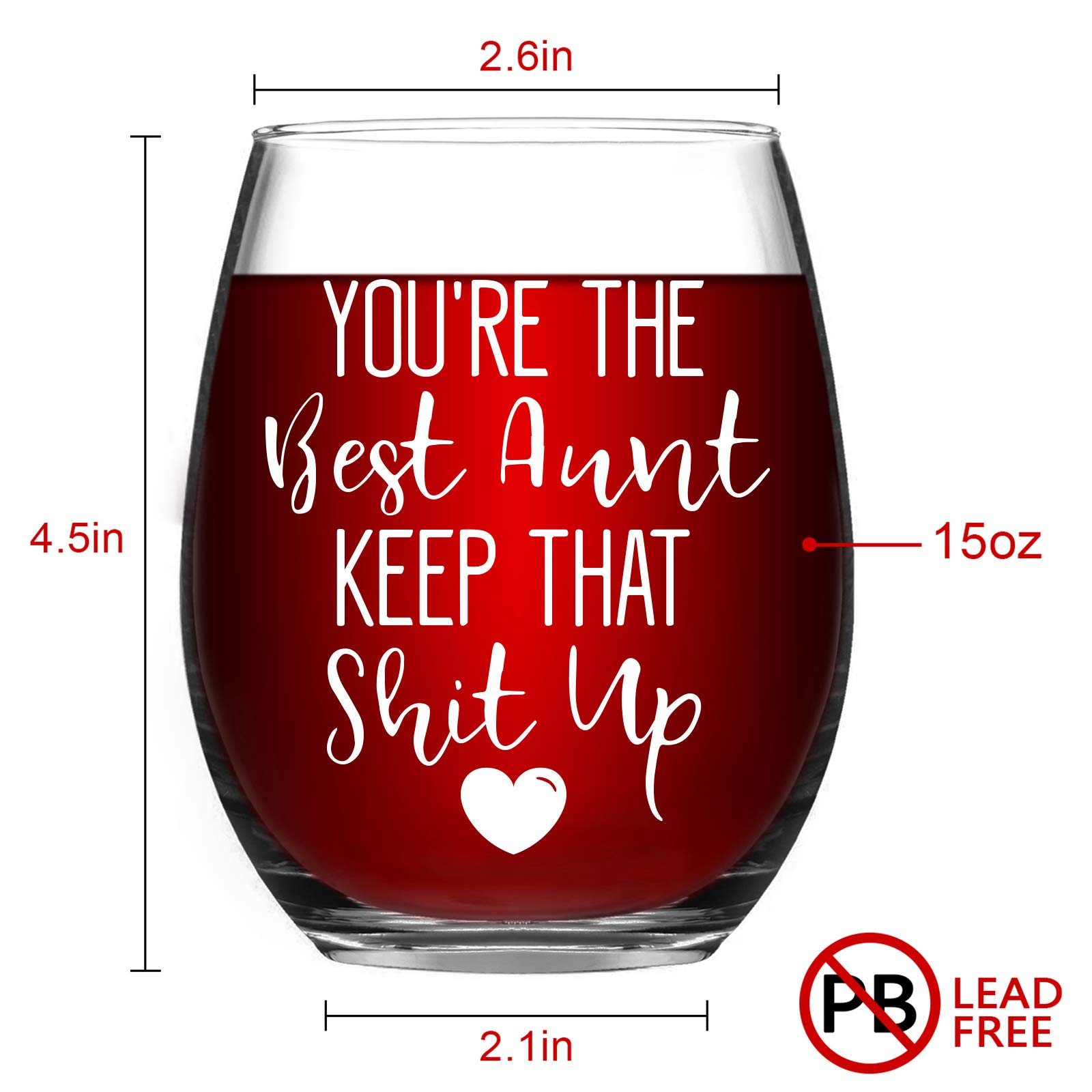 You're The Best Aunt Keep That S Up Wine Glass, Funny Aunt Stemless Wine Glass 15Oz for Women, Aunt, New Aunt, Auntie