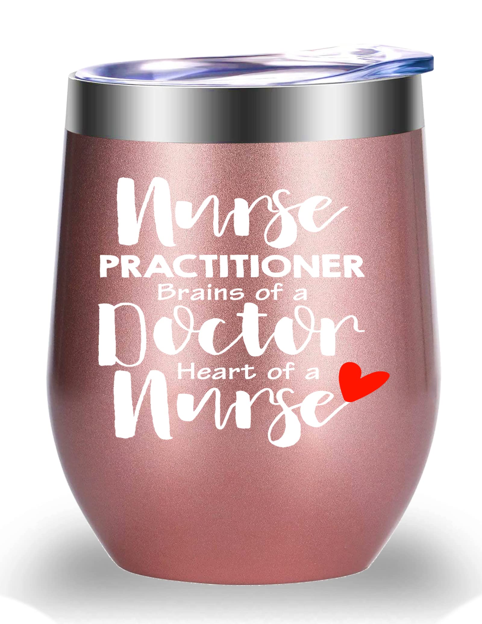 Mamihlap Nurse Practitioner Brains Of A Doctor,Heart Of A Nurse Wine Tumbler.Nurse Practitioner Gifts for Friend Daughter Women.Nurse Appreciation,Nursing School Graduation Gifts.(12 oz Rose Gold)