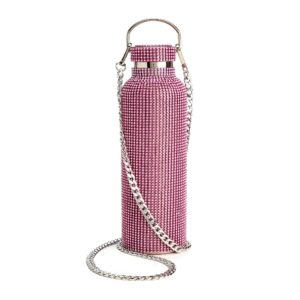 paris hilton diamond bling water bottle with lid and removable carrying strap, stainless steel vacuum insulated, bedazzled with over 5000 rhinestones, 25-ounce, ombre pink to silver