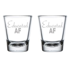 set of 2 funny graduation graduate grad student educated af 1.75oz shot glass