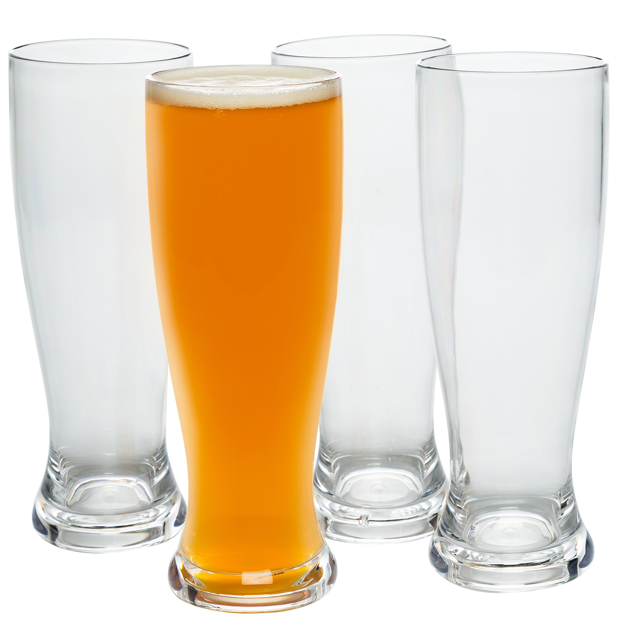 D'Eco Unbreakable 24 oz Pilsner Beer Glasses (Set of 4) - Reusable Shatterproof Classic Pub Beer & Cocktail Glasses - Perfect Indoor Outdoor Drinking Cups for Parties - Large Beer Pint Glasses Set