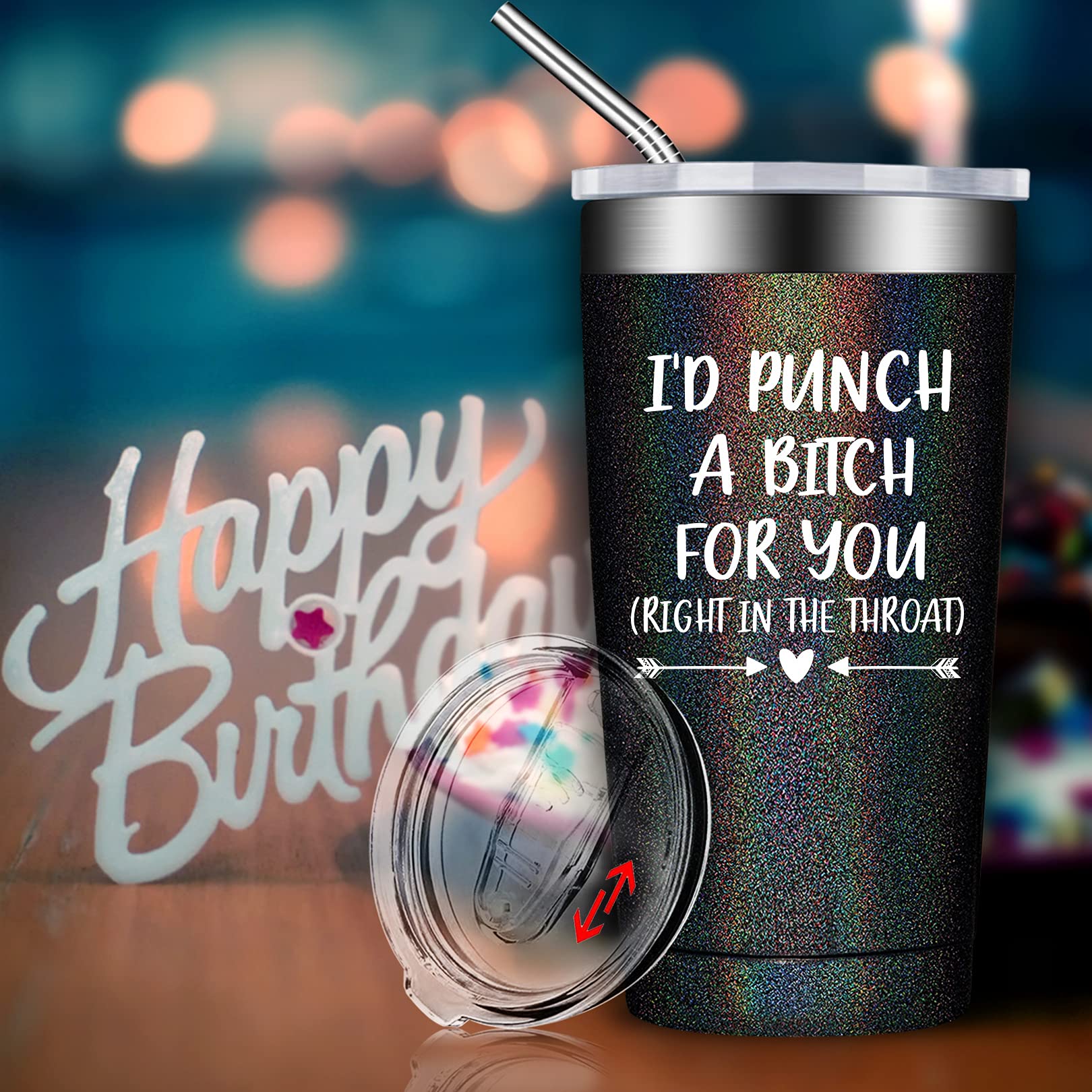 BIRGILT I'd Punch A B for You Gifts - Best Friend Gift for Women - Sisters Gifts from Sister - Christmas, Birthday, Friendship Gifts for Women Friends - Best Friend Tumbler