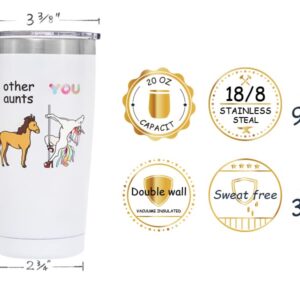 Crisky Funny Vacuum Insulated Tumbler for Aunt Birthday Gifts from Niece/Nephew-Unique Gifts for Aunt Birthday Christmas Thanksgiving, 20oz Unicorn Tumbler with Box, Lid