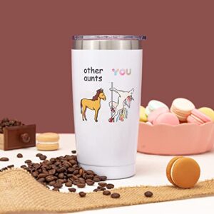 Crisky Funny Vacuum Insulated Tumbler for Aunt Birthday Gifts from Niece/Nephew-Unique Gifts for Aunt Birthday Christmas Thanksgiving, 20oz Unicorn Tumbler with Box, Lid