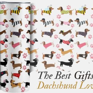 Onebttl Dachshund Gifts, Dachshund 5D Seamless Pattern, Gifts for Wiener Dog Lovers, Women, Girls, Friends, Daughters, Coworkers, Stainless Steel Tumbler 20Oz, White