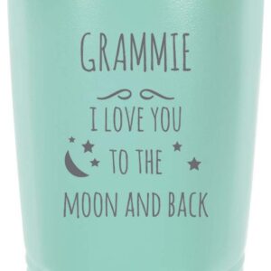 Grammie - I love you to the Moon and Back Stainless Steel Engraved Insulated Tumbler 20 Oz Travel Coffee Mug, (Teal)