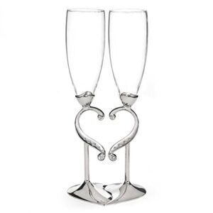 hortense b. hewitt wedding and anniversary linked love champagne toasting flutes glasses, set of 2
