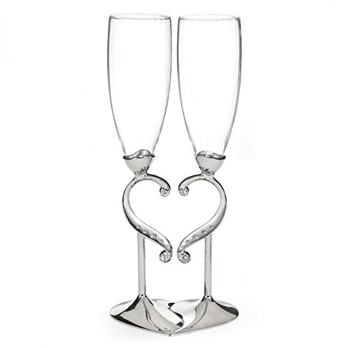 Hortense B. Hewitt Wedding and Anniversary Linked Love Champagne Toasting Flutes Glasses, Set of 2