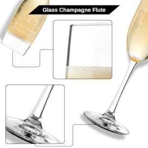 CKB Products Personalized Champagne Flutes Set of 2, Wedding Gifts for Bride and Groom with Couple's Names and Date, Interlaced Hearts, Customized Champagne Flutes, Modern Toasting Glasses