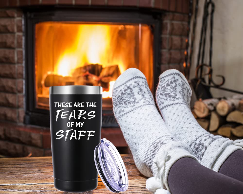 These are the Tears of My Staff 20oz Tumbler Gifts.Boss Day Boss Office Gifts.Funny Gifts for Boss Assistant Coworker.Birthday Christmas Gifts for Boss from Employees.(Black)