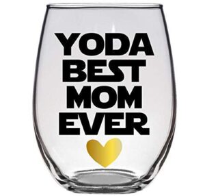 yoda best mom ever - premium 21oz stemless wine glass