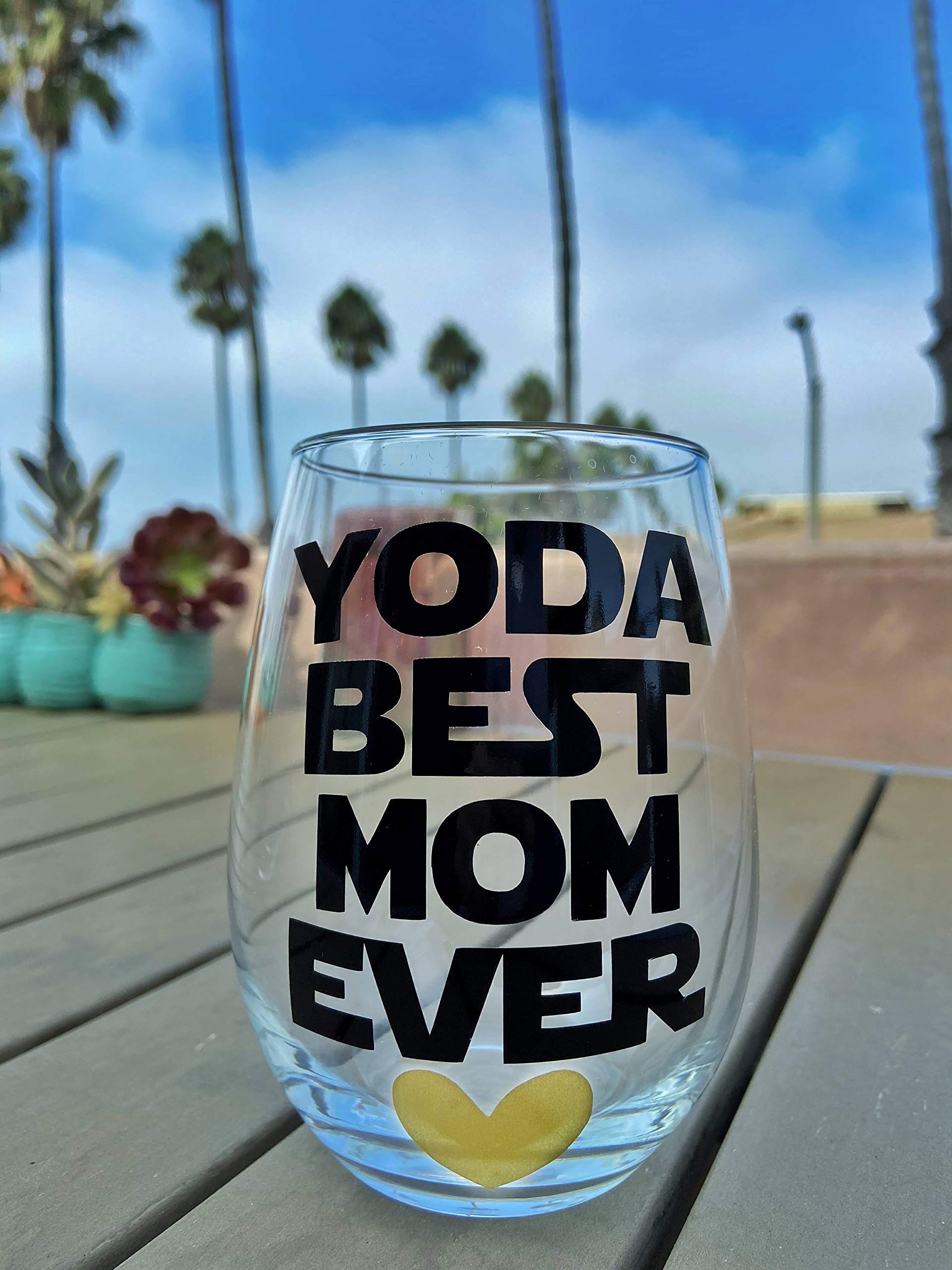 Yoda Best Mom Ever - Premium 21oz Stemless Wine Glass