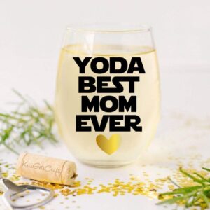 Yoda Best Mom Ever - Premium 21oz Stemless Wine Glass