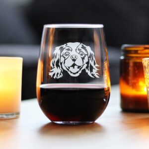 Cavalier King Charles Spaniel Stemless Wine Glass - Cute Dog Themed Decor and Gifts for Moms & Dads of Cavaliers - Large 17 Oz