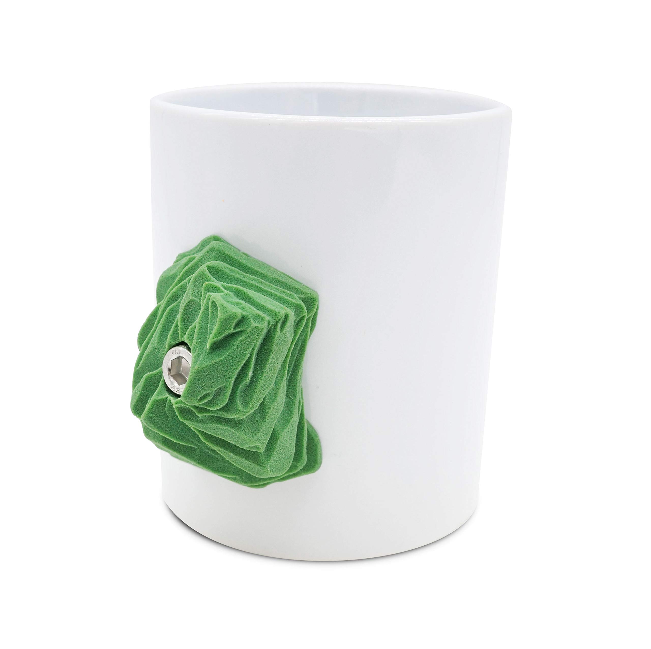 Rock Climbing Mug: Green 12 oz Coffee or Tea Cup with Realistic Hand Hold Grip for Climbers, Perfect for Enjoying a Beverage After Rock Climbing