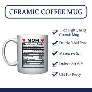 Veracco Mom Nutritional Facts White Ceramic Coffee Mug Funny Birthday Mother's Day Gift For Mom Grandma Stepmom From Daughter Son (White)