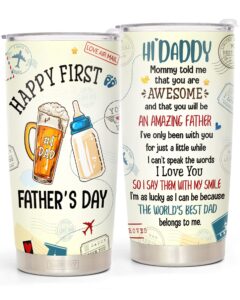 365fury 1st fathers day new dad gift - first fathers day best gifts from baby son girl wife - new dad travel coffee mug- first time dad double wall vacuum insulated stainless steel tumbler 20oz